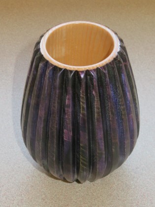 Coloured ash vase won a commended certificate for Chris Whitall
